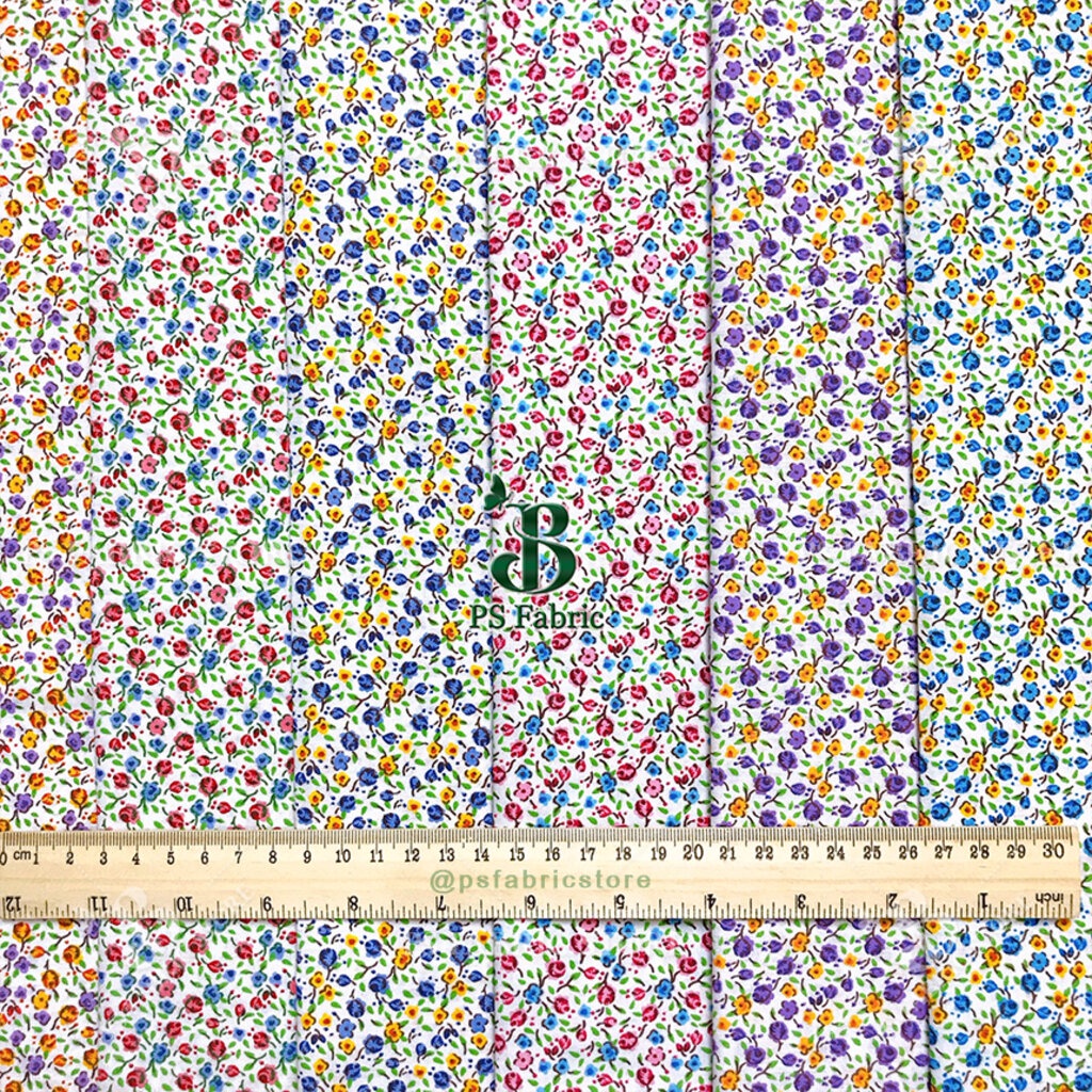 ภาพหน้าปกสินค้าผ้าหลา ผ้าเมตร ลายดอกไม้เล็ก COTTON TC ผ้าคอตตอนผสม ตัดยาวต่อเนื่อง จากร้าน psfabricstore บน Shopee