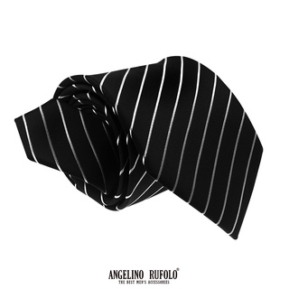 ANGELINO RUFOLO Necktie(NTN-ทาง.รวม) เนคไทผ้าไหมทออิตาลี่คุณภาพเยี่ยม ดีไซน์ Stripe สีดำ/ม่วง/เขียว/น้ำตาล/ส้ม