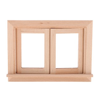 [CHIWANJI] Unpainted 1/12 Miniature 2 Pane Window Frame for Dollhouse DIY Making Decor