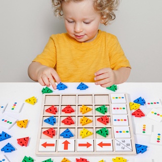 ของเล่นไม้ปริศนา เกมจับคู่ทิศทาง สีมอนเตสซอรี่ เสริมการเรียนรู้เด็ก