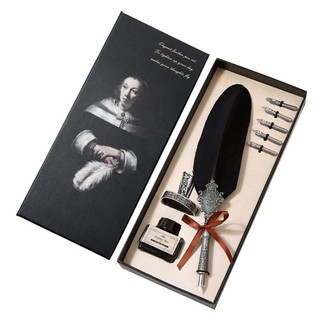 ชุดปากกาหัวแร้ง ด้ามจับไม้ ที่วางปากกา แฮนด์เมด สไตล์โบราณ สำหรับเขียนตัวหนังสือภาษาอังกฤษบรรจง