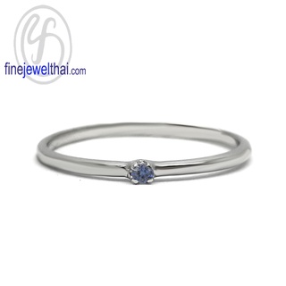 Finejewelthai-แหวนไพลิน-ไพลินแท้-แหวนมินิมมอล-เงินแท้-พลอยประจำเดือนเกิด-Blue-Sapphire-Silver-Ring-Birthstone-R1361bl