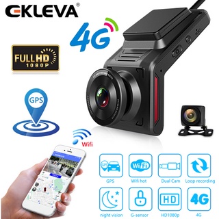 Ekleva กล้องบันทึกวิดีโอ 4G 1080P GPS WiFi DVR 1080P เลนส์คู่ สําหรับรถยนต์