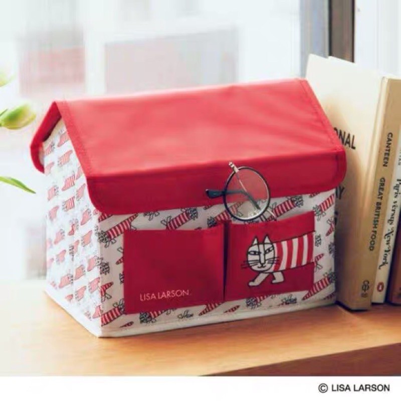 lisa-larson-storage-box-จากนิตยสารญี่ปุ่น-กล่องเก็บของอเนกประสงค์-ทรงบ้าน-สีแดง-สุดน่ารัก