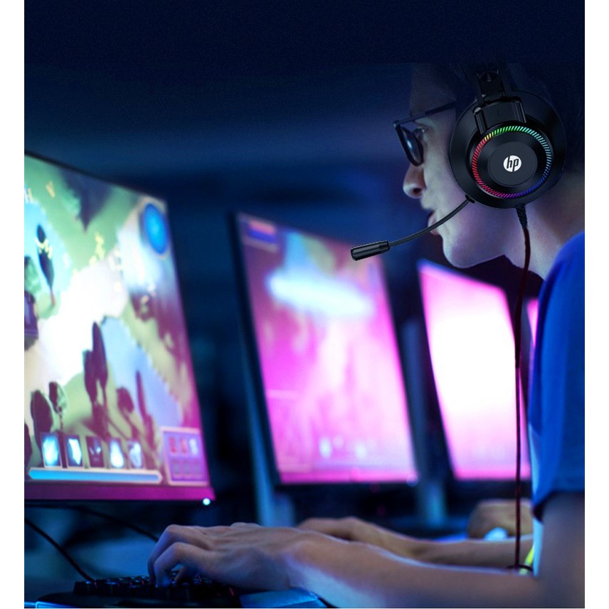 ชุดหูฟัง-hp-gh10ชุดหูฟังคอมพิวเตอร์แบบมีสายเกมพร้อมไมโครโฟนคอมพิวเตอร์เดสก์ท็อปโน๊ตบุ๊ค-ledชุดหูฟังสำหรับเล่นเกมแบบมีสา