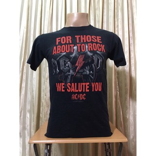 เสื้อยืดผ้าฝ้ายพิมพ์ลายขายดี เสื้อวงมือสอง ACDC เอซีดีซี (2011) Size S มือ2