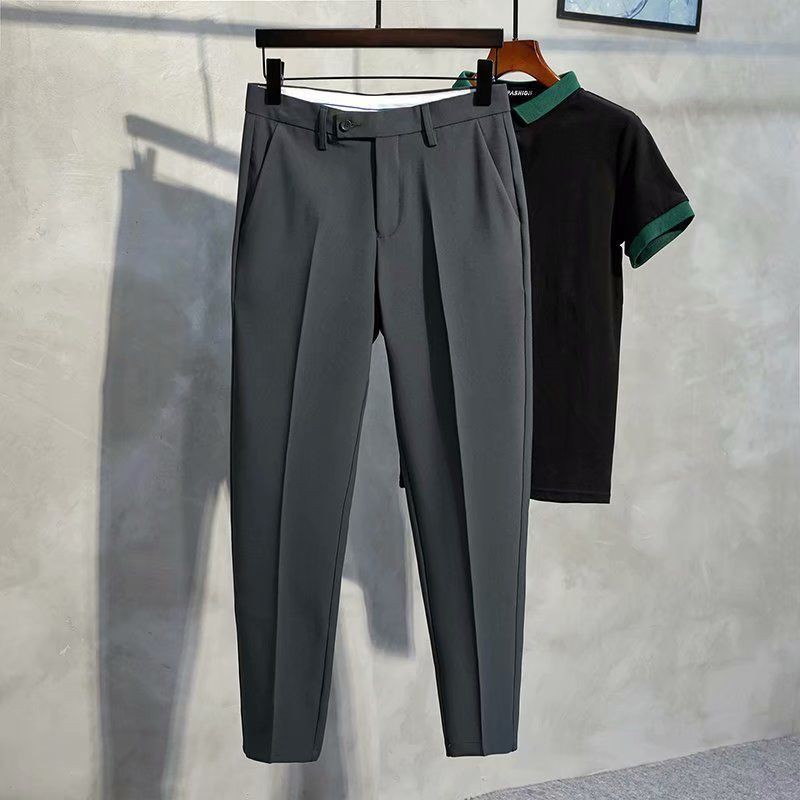 กางเกง-hot-sale-กางเกง-ชาย-สันทนาการ-กางเกง-เวอร์ชั่นเกาหลี-แนวโน้ม-ธุรกิจ-สีดำ-บาง-ฤดูใบไม้ผลิและฤดูร้อน-ใหม่-ผ้าม่าน