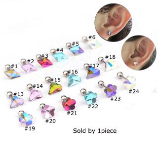 1piece 20G Cartilage Tragus Pinna Helix Piercing 6mm Length Bar Stainelss Steel with Cyrstal Top