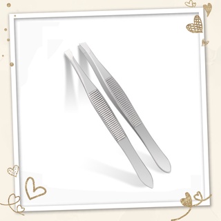 Dinophile tweezer stainless แหนบถอนขนปลายเฉียง ที่ถอนขนคิ้ว ที่ถอนขน กำจัดขน สีเงิน ผลิตจากสแตนเลสคุณภาพสูง