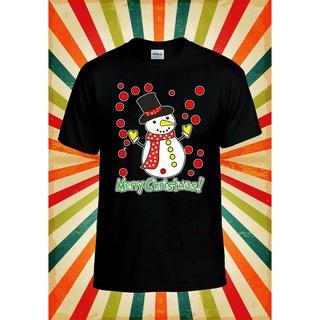 เสื้อยืดผ้าฝ้ายพิมพ์ลายขายดี เสื้อยืด ผ้าฝ้าย พิมพ์ลาย Merry Christmas Snowman Cool Noel สวมใส่สบาย สําหรับผู้ชาย