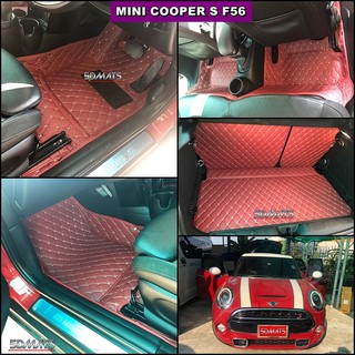 พรมปูพื้นรถยนต์6D MINI COOPER S F56 สีแดง หนาพิเศษ รวมแผ่นปูท้าย และปิดเบาะ เต็มคัน (6ชิ้น)