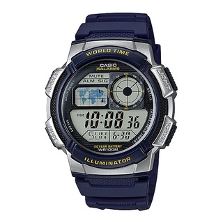 สินค้า Casio Standard นาฬิกาข้อมือผู้ชาย สายเรซิน สีน้ำเงิน รุ่น AE-1000W,AE-1000W-2A,AE-1000W-2AVDF