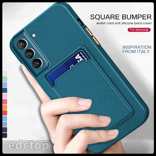 Samsung Galaxy S22 Ultra S 22 S22Ultra S22+ 5G S 22Ultra Case Card Slot Holder Square Soft Silicone Shockproof Coque