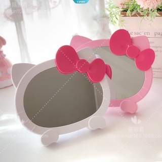 SANRIO กระจกตั้งโต๊ะ ลายการ์ตูนอนิเมะ Hello Kitty Kawaii Girl Heart Bow 2 สี [CAN]