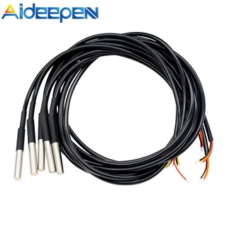 Aideepen โพรบเซนเซอร์วัดอุณหภูมิ กันน้ํา DS18B20 1 เมตร 1 5 ชิ้น