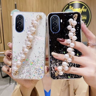 Ready Stock New Casing เคสโทรศัพท Huawei Nova Y70 เคส Phone Case Pearl Bracelet Wristband Star Glitter Silicone Protective Soft Back Cover