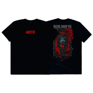 เสื้อยืดวินเทจ - MSTR มาเฟียจริง - เมชา TSHIRT สีดําสีขาว