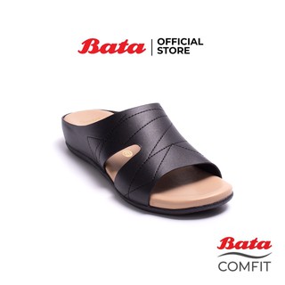 Bata Comfit บาจา คอมฟิต รองเท้าเพื่อสุขภาพ รองแตะส้นหนา 1 นิ้ว พื้นนิ่ม ใส่สสบาย รุ่น Batty สีดำ 6616621