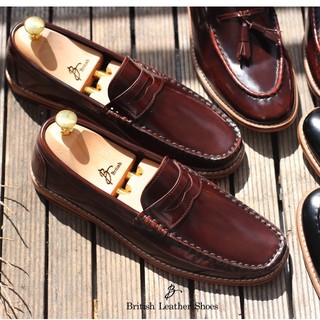 British รองเท้าหนังโลฟเฟอร์เพนนี Penny Loafers (Brown)