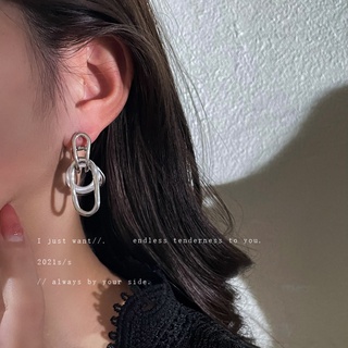 925 Silver Needle Geometric Earrings Korean Personality Design Cold Wind Stud Earrings Female Exquisite Versatile Retro
