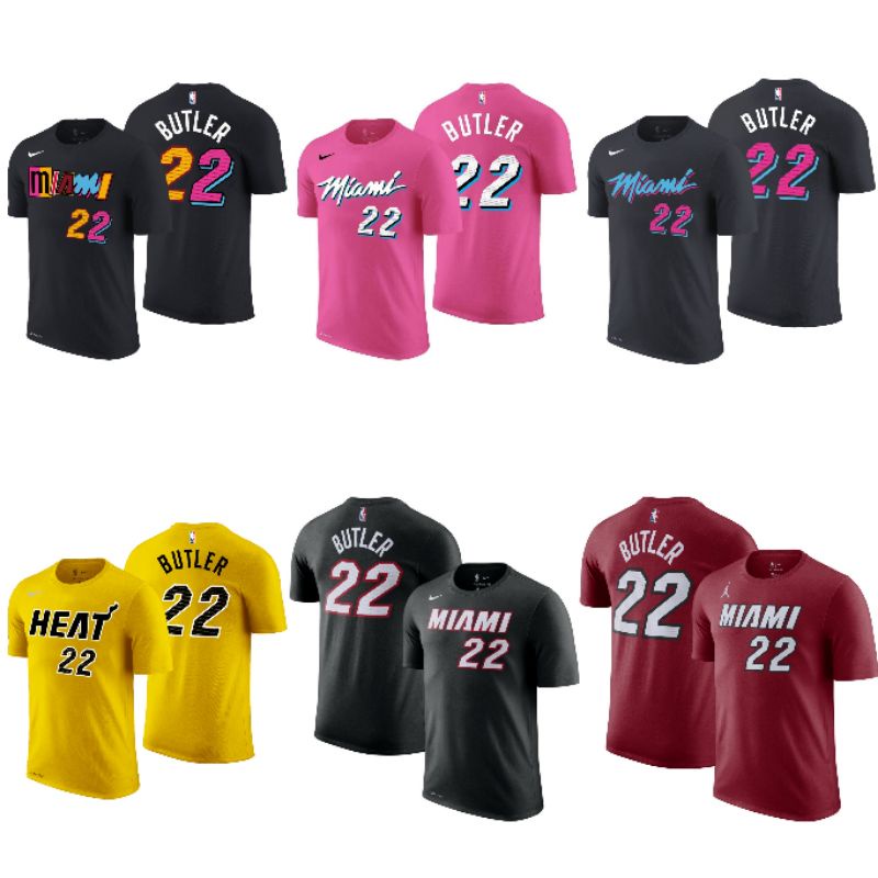 เสื้อยืดพิมพ์ลายแฟชั่นเสื้อยืดกีฬาบาสเก็ตบอล-nike-nba-gametime-miami-heats-22-butler