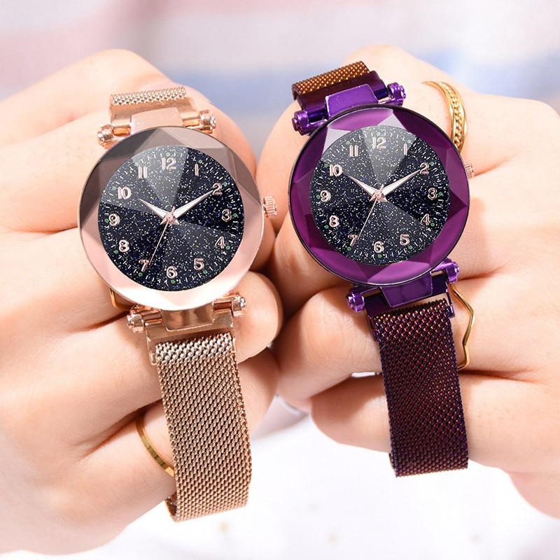 นาฬิกาผู้หญิง-korea-style-นาฬิกา-ข้อมือ-แฟชั่น-สวย-ดวงดาว-ระยิบระยับ-หน้าปัดกว้าง-เห็นตัวเลขชัด