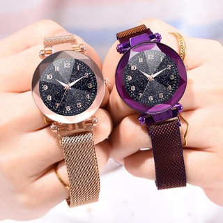 นาฬิกาผู้หญิง Korea Style นาฬิกา ข้อมือ แฟชั่น สวย ดวงดาว ระยิบระยับ หน้าปัดกว้าง เห็นตัวเลขชัด