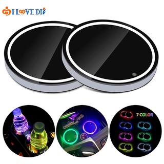 แผ่นรองแก้วน้ํา ที่วางขวดน้ําในรถยนต์ LED RGB แผ่นรองไฟ / ที่รองแก้วเครื่องดื่ม เรืองแสง ตกแต่งภายในรถ ที่วางขวดน้ําในรถ