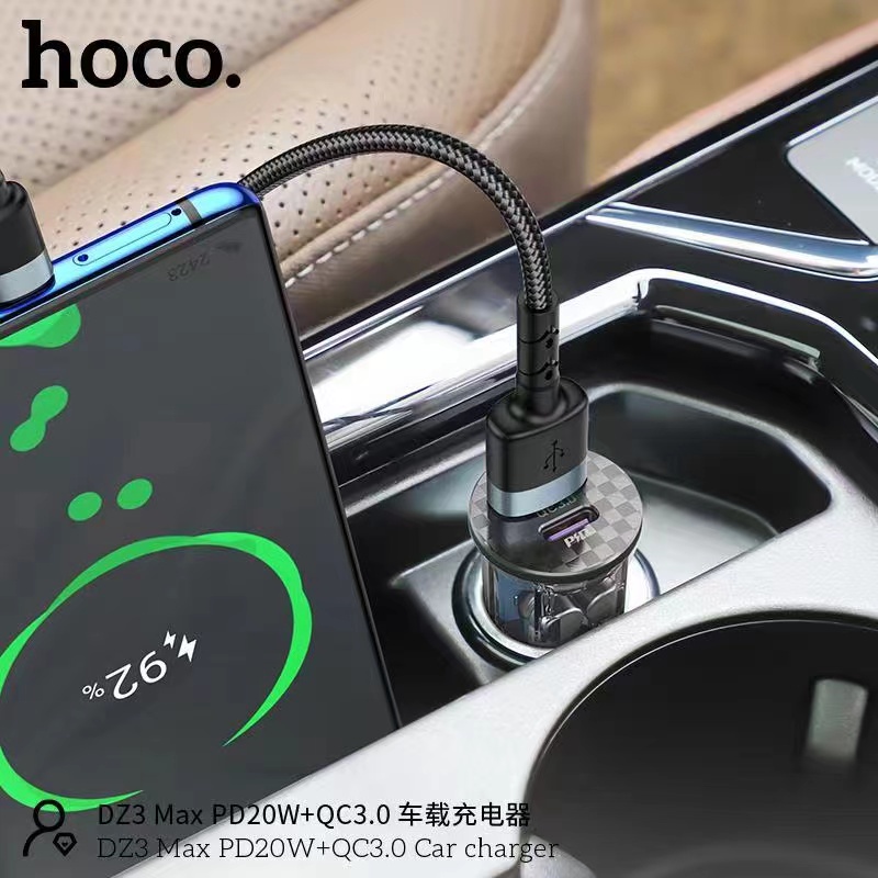 hoco-dz3-max-car-charger-หัวชาร์จรถ-2-usb-output-2-4a-pd-20w-qc-3-0-หัวชาร์จในรถ-พร้อมส่ง