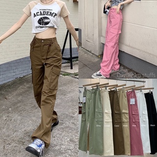 💫พร้อมส่ง💫Keltis Cargo Pants - กางเกงคาร์โก้ ผู้หญิง ทรงวอร์ม ดีเทลมีเชือก สม็อคหลัง ป้ายเค K