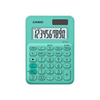 Casio Calculator เครื่องคิดเลข  คาสิโอ รุ่น  MS-7UC-GN แบบสีสัน ขนาดกะทัดรัด 10 หลัก สีเขียว