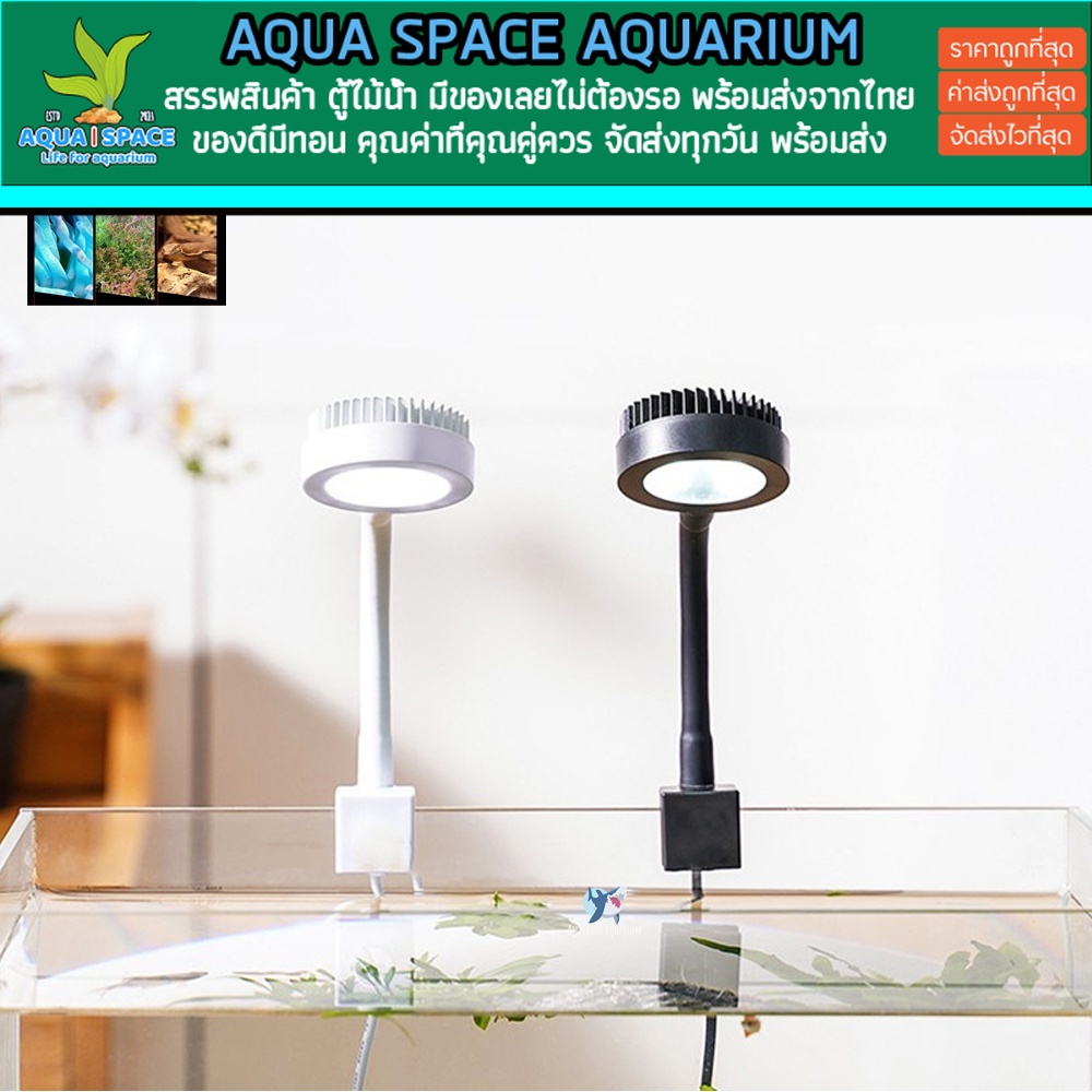 aqua-space-led-5w-แบบ-usb-แสงขาว-7500k-แบบหนีบ-ใช้ได้ทั้งตู้ปลาน้ำจืด-พรรณไม้น้ำ-ตู้ปลาทะเล-โคมไฟตู้ปลา-ไฟปลา-ไฟตู้ปลา