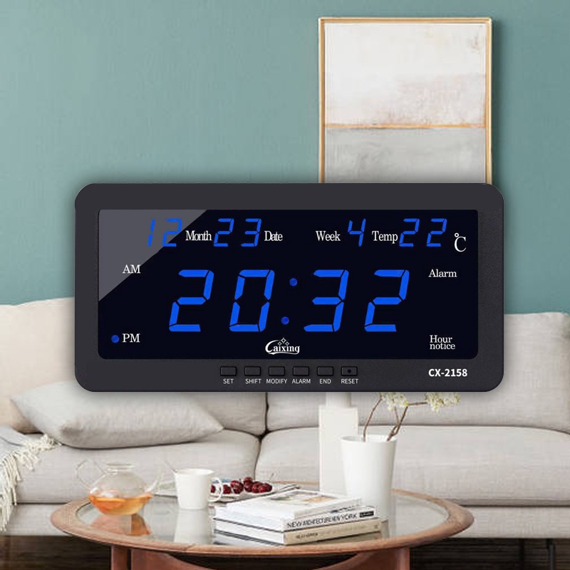 ยี่ห้อcaixingled-รุ่นcx-2158-นาฬิกาปฏิทินดิจิตอล-นาฬิกาled-digital-นาฬิกาตั้งโต๊ะ-นาฬิกาแขวนผนัง-3สี