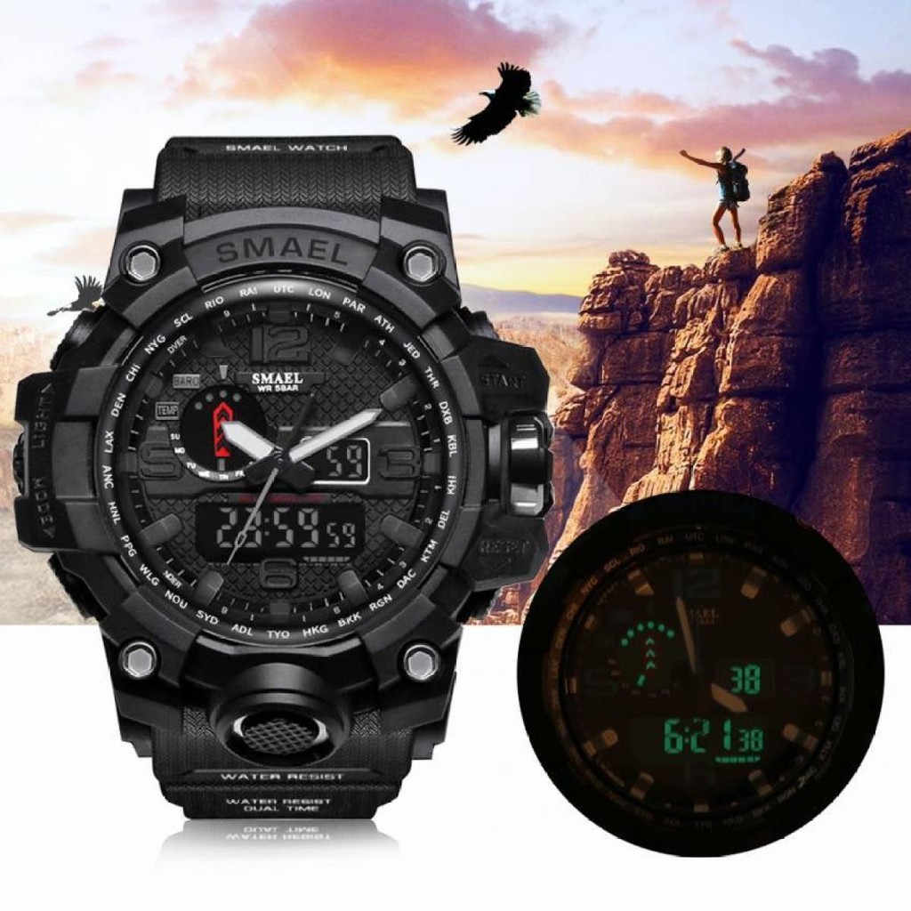 smael-รุ่น-1545-นาฬิกาข้อมือ-นาฬิกาแฟชั่น-ผู้ชาย-watch-waterproof-fashion-watch-men-sport-analog-quartz-armygreen