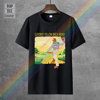 เสื้อยืดผ้าฝ้ายCOTTON เสื้อยืด พิมพ์ลาย Elton John Goodbye Yellow Brick Road Official Classic Rock 70S สําหรับผู้ชาย 47