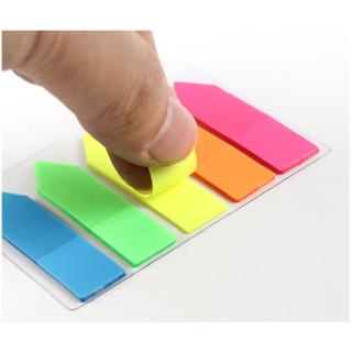 Sticky note กระดาษโน๊ต กาวในตัว พลาสติก แบบแถบ 5แถบ Sticky Note Memo สีเรืองแสง รุ่นคลาสสิค