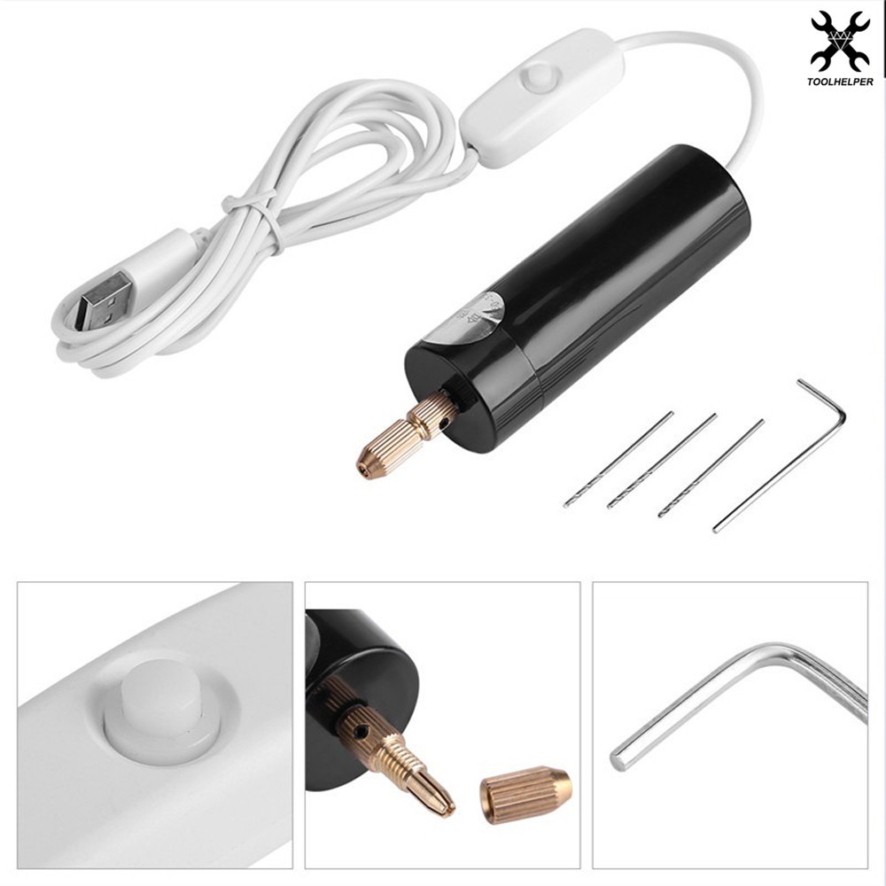 ภาพสินค้าสว่านมือไฟฟ้า Micro USB ขนาดเล็ก แบบพกพา พร้อมดอกสว่าน จากร้าน toolhelper.th บน Shopee ภาพที่ 4