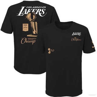 เสื้อยืดแขนสั้น คอกลม พิมพ์ลาย NBA Champion Lakers Fan น่ารัก พลัสไซซ์ สําหรับผู้หญิง และผู้ชาย 2020S-5XL