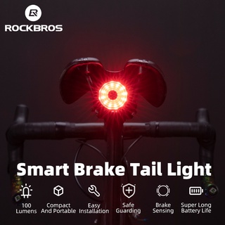 Rockbros ไฟท้ายจักรยาน 100 Lumens เซนเซอร์อัจฉริยะ ไฟเบรกจักรยาน อานนั่ง 500mAH ชาร์จ USB Warnin