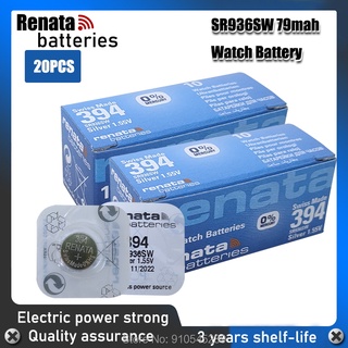 20PCS Renata 394 100% Original Brand New Silver Oxide Watch Battery LONG LASTING SR936SW 936 1.55V Button Coin Cell batt