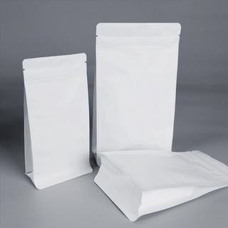 ถุงซิปล็อค ถุงคราฟท์ ขยายข้าง แบบทึบ สีขาวล้วน ข้างในเป็นฟอยด์ ตั้งได้ ( 50 ใบ/ แพค )