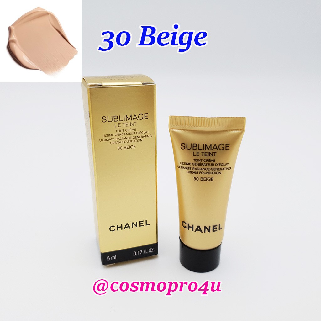 30 ครีมรองพื้น CHANEL Sublimage Le Teint 5ml เบอร์ 30 Beige ชาแนล แต๊งท์  เนื้อบางเบา เป็นธรรมชาติ ปกปิดน้อย-ปานกลาง