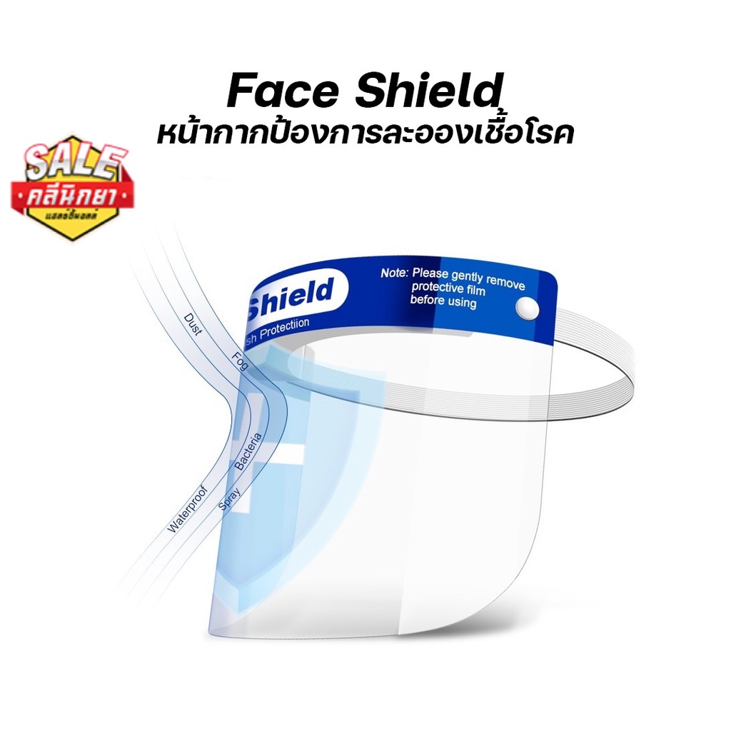 ภาพหน้าปกสินค้าFace shield หน้ากากป้องการละอองเชื้อโรค หน้ากากใส เฟสชิว รุ่นสายคาดพลาสติค ไม่บีบรัดเกินไป ปรับขนาดได้