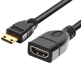 สายมินิ HDMI ไป HDMI ชายหญิงอะแดปเตอร์แปลง M-F Extension Adapter Connector Cable 0.10CM