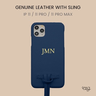 เคส IP 11 / 11 Pro / 11 Pro Max  - Genuine Leather With Sling เคสหนังแท้สายสะพายถอดได้ ปั๊มชื่อ