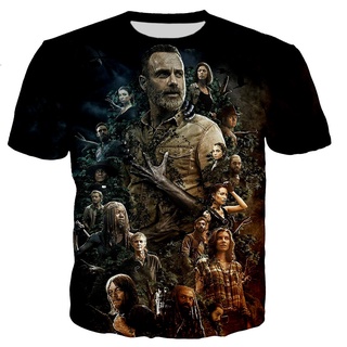 เสื้อยืดลําลอง พิมพ์ลายหนังสยองขวัญ The Walking Dead 3D สไตล์ฮาราจูกุ สตรีทแฟชั่น สําหรับผู้ชาย ไซซ์ Xs-5XL