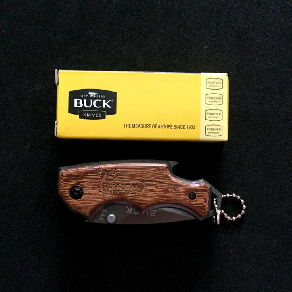 มีดพับ-buck-usa-มีดพกพา-มีดป้องกันตัว-ลายไม้สีน้ำตาล