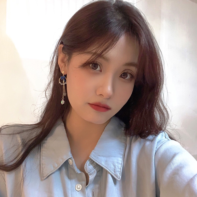 ต่างหูเงิน-เกรด-925-จี้รูปกระต่ายน้อยน่ารัก-ประดับโบว์-ไม่สมมาตร-สําหรับผู้หญิง