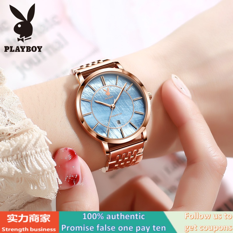 playboy-famous-brand-watch-2034-ของแท้-กล่องของแท้-นาฬิกาข้อมือคู่รัก-กันน้ํา-ของขวัญ-สําหรับผู้ชาย-และผู้หญิง