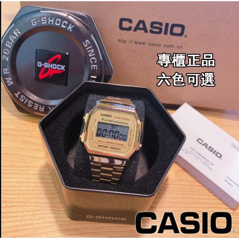 casio-casio-รุ่นย้อนยุคทองแนวโน้มย้อนยุคทองนาฬิกาตารางนาฬิกาอิเล็กทรอนิกส์ดิจิตอล-unisex-ชายและหญิงสวมใส่-a-168wg-9-w